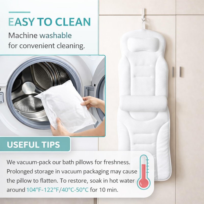 Full Body Bathtub Pillow with Lumbar Support, 5D Air Mesh Bathtub Cushion for Soaking Tub, 168 Suction Cups Full Bath Pillow for Post-Yoga Spa, Deep Relaxation & Romantic Baths