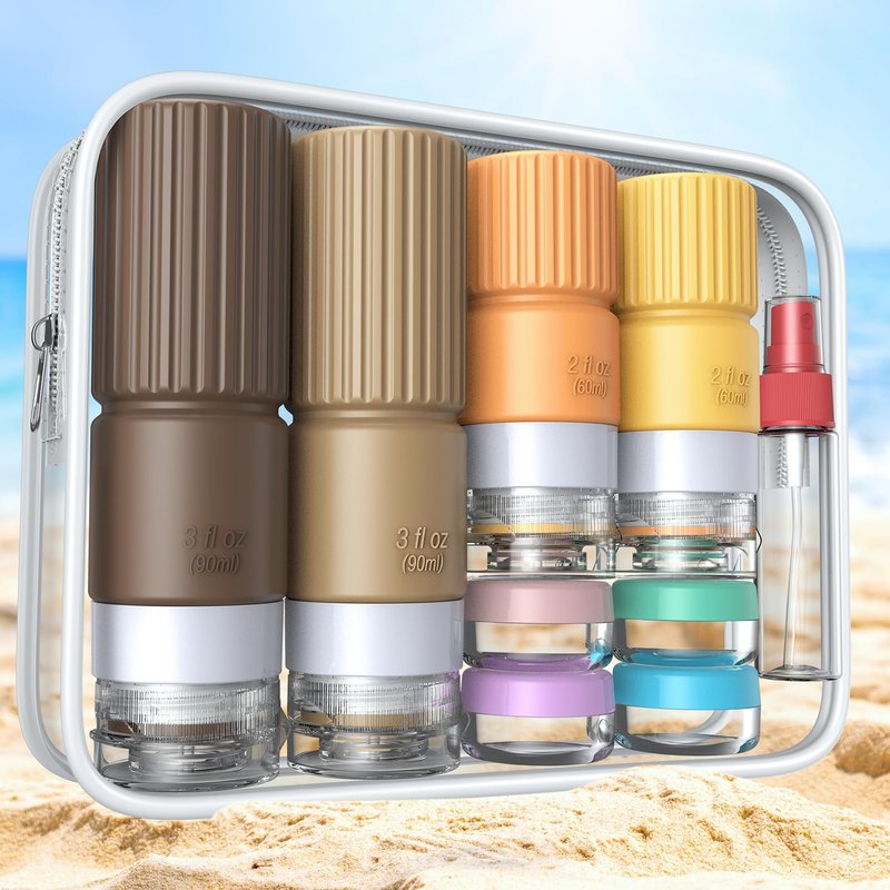 18pes Travel Bottles for Toiletries,TSA Approved Silicone Travel Containers for Toiletries,3oz 2oz Leak Proof Refillable Liqus Shampoo And Conditioner Travel Essentials toiletry Bottles