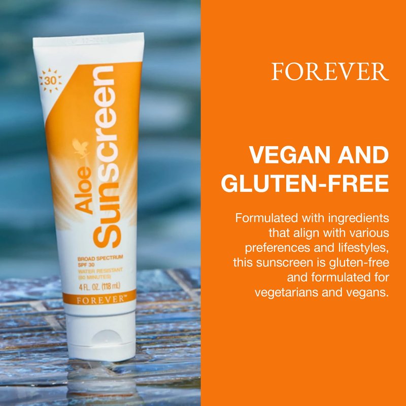 Forever Living - Aloe Sunscreen SPF 30 - with Aloe Vera, Water-Resistant Broad Spectrum UVA and UVB Defense, 4 fl oz