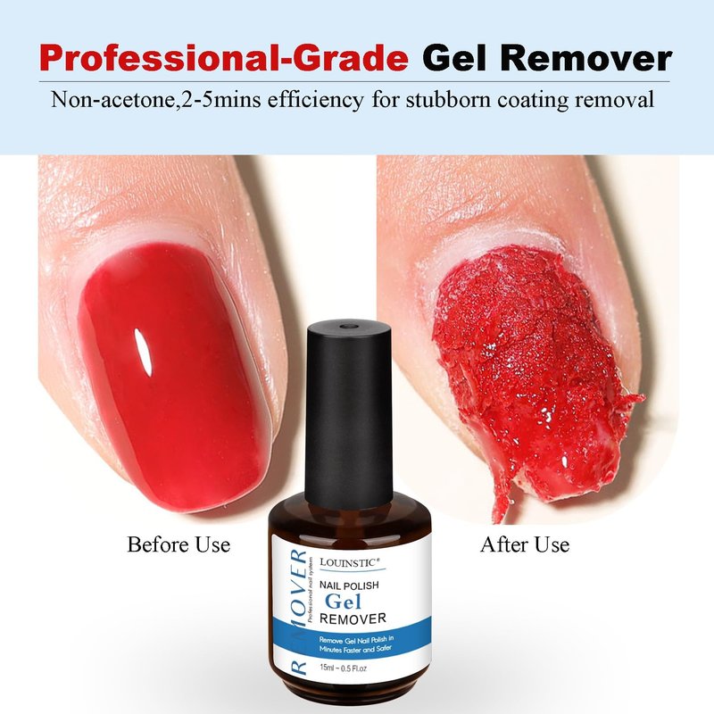 LOUINSTIC Gel Polish Remover for Nails – 2 Pack (30ml),Fast 2–5 Min Gel Removal, Acetone-Free & Gentle, No Soak or Foil Needed, Ideal for At-Home DIY Manicures
