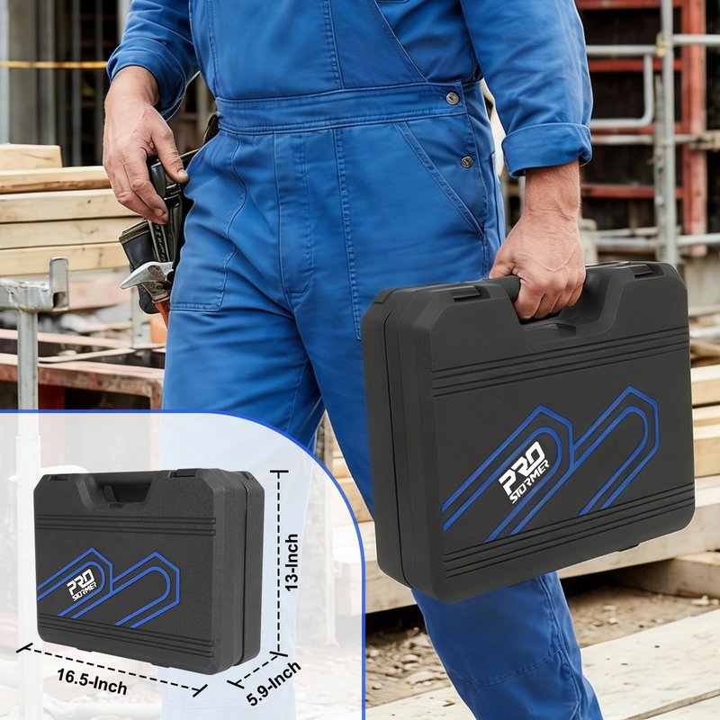 Prostormer Tool Set with 8V Cordless Drill, 369-Piece Home Tool Kit with Drill Driver, Toolbox Storage Case with Drawer, General Household Tools for Home Repairs and DIY, Handyman (Blue)