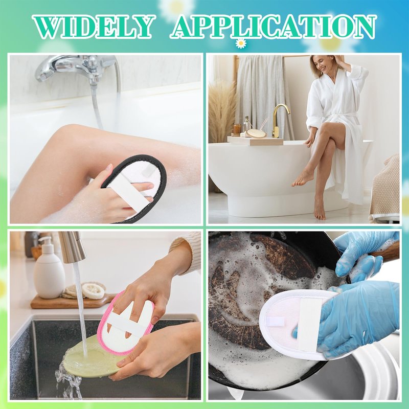 Boao 24 Pcs Loofah Pack Loofah Pads Bulk for Facial Exfoliating Body Bath Shower Mini Sponge Pads Natural Scrubber Brush for Men Women Spa and Travel(White, Coffee, Black, Pink)