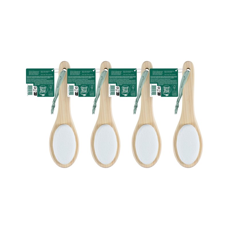 EcoTools Foot Brush + Pumice, Foot Scrubber Brush for Cleansing & Dead Skin Removal, Reveal Smooth, Soft Feet, Foot Brush for Shower & Bath, Eco-Friendly, Cruelty-Free Bristles, 4 Count