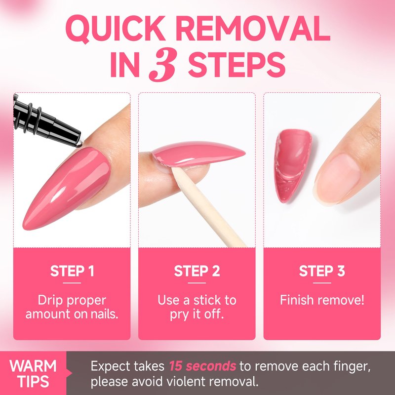 UNA GELLA Semi Solid Nail Glue for Press Ons Lamp-Free 10ml and Soak Off Gel Nail Glue Remover for False Acrylic Nails 12ml, Super Strong G lue Quick Removal Kit