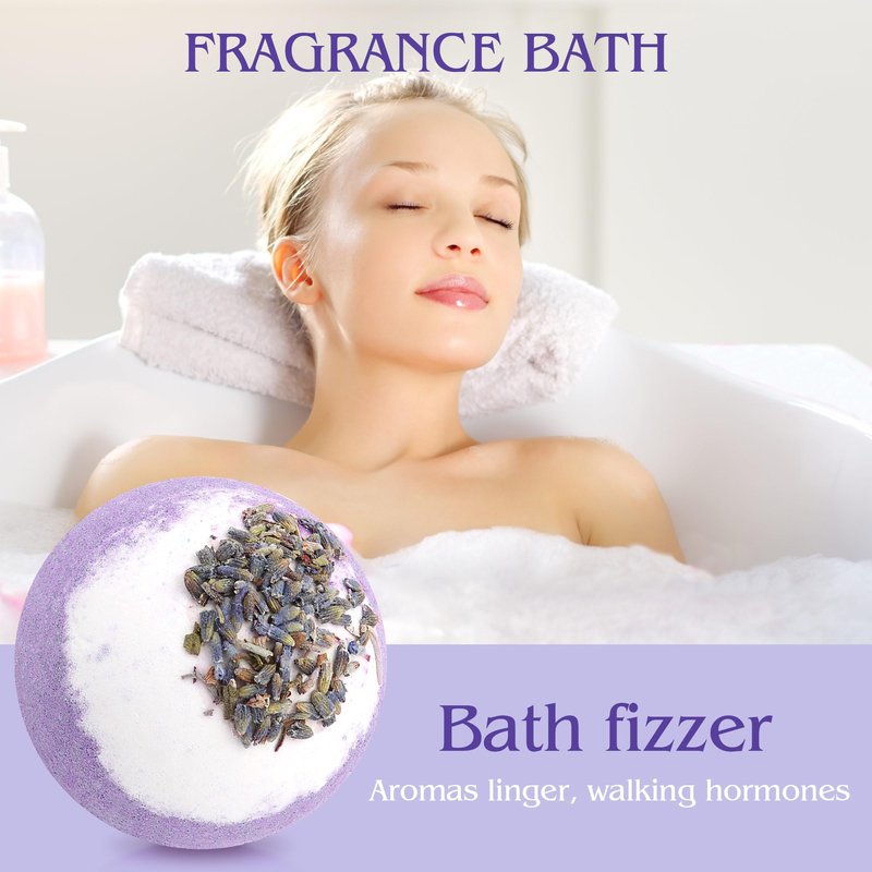 KASTU Dried Flower Bath Bombs Salt Balls,4-Pack Gift Set,Lavender Extract Essential Oils,Moisturizing Dry Skin,Fizzy Spa,Relaxation,Self Care,Relaxing,Bubble Bath Bomb Gifts Idea for Men Women