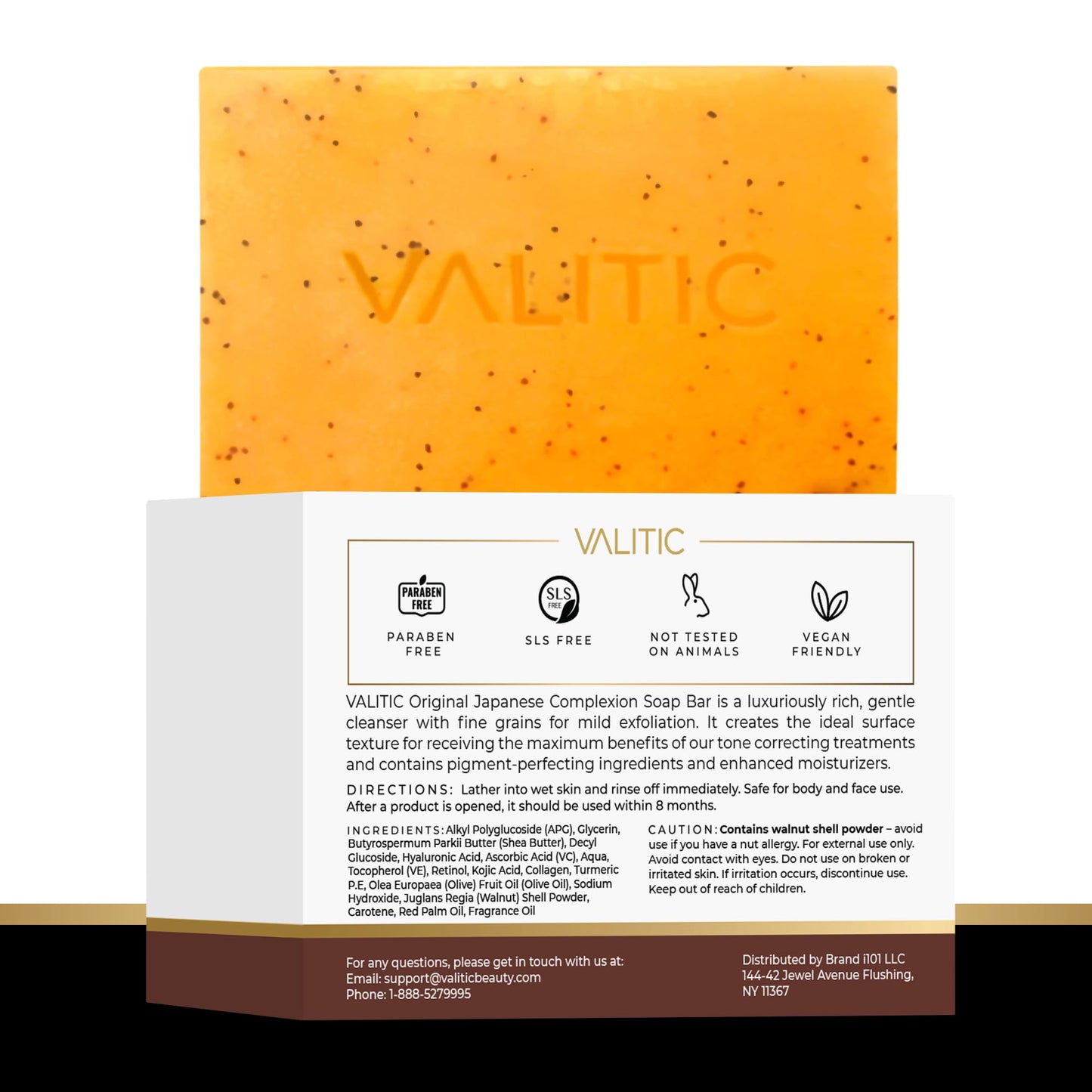 VALITIC Kojic Acid Soap - Turmeric Soap for Dark Spots for Face and Body - Exfoliating Bar for Hyperpigmentation, Skin Tone Corrector with Retinol, Vitamin C, Collagen and Hyaluronic Acid - 1 Pack