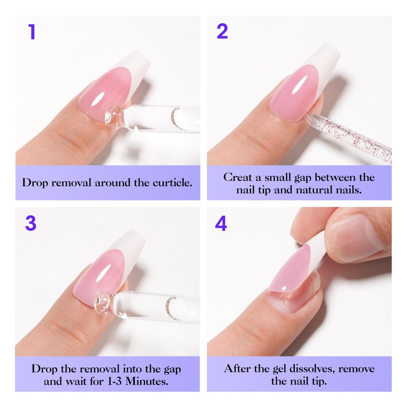 Gellen Nail Glue Remover for Press on Nails, 40ML Press On Nail Remover for UV Nail Glue, Non acetone Gentle Glue Off for False Nails Glue Tips, Odorless Easy Debonder, Not for Gel Polish