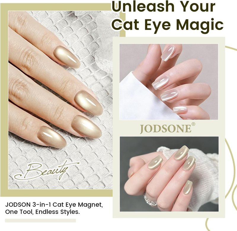 JODSONE 3-in-1 Cat Eye Magnet Nail Art Tool,Cylindrical & Ball Magnet Nail Art Pens, Multi-Effect Magnets for Cat Eye Gel Polish DIY at Home Salon(Magnet Only, No Gel Included)
