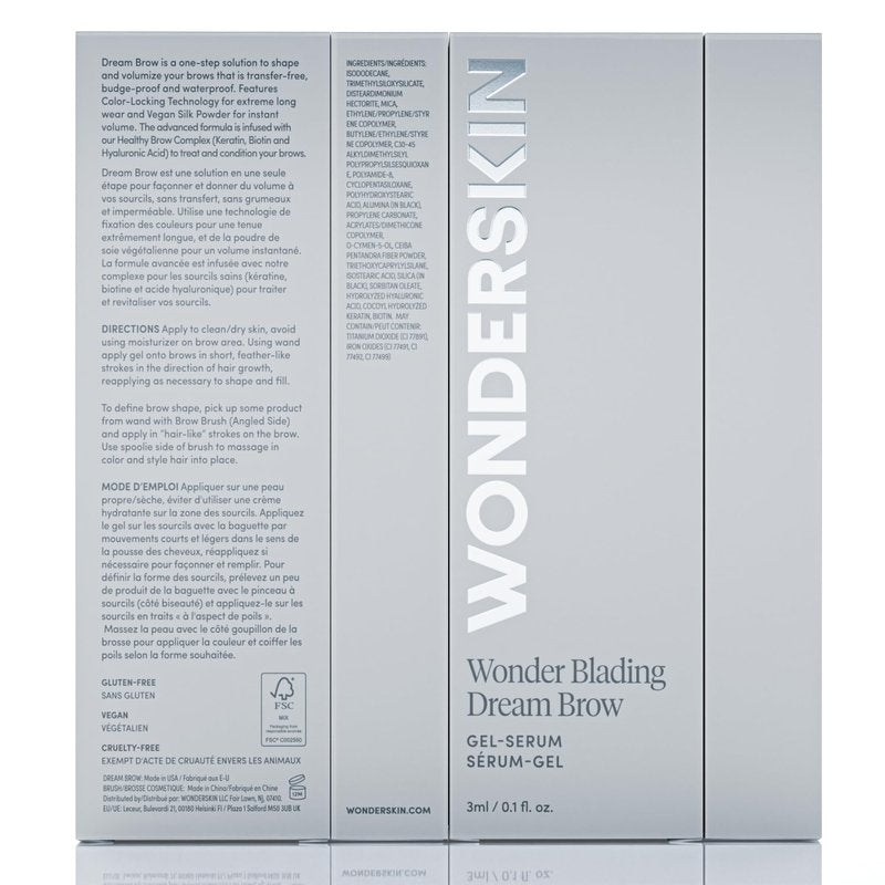 Wonderskin Dream Brow Eye Brow Gel, Long Lasting Eyebrow Gel, Water-resistant, Transfer Proof Tinted Filler Eyebrow Mascara (Brunette)