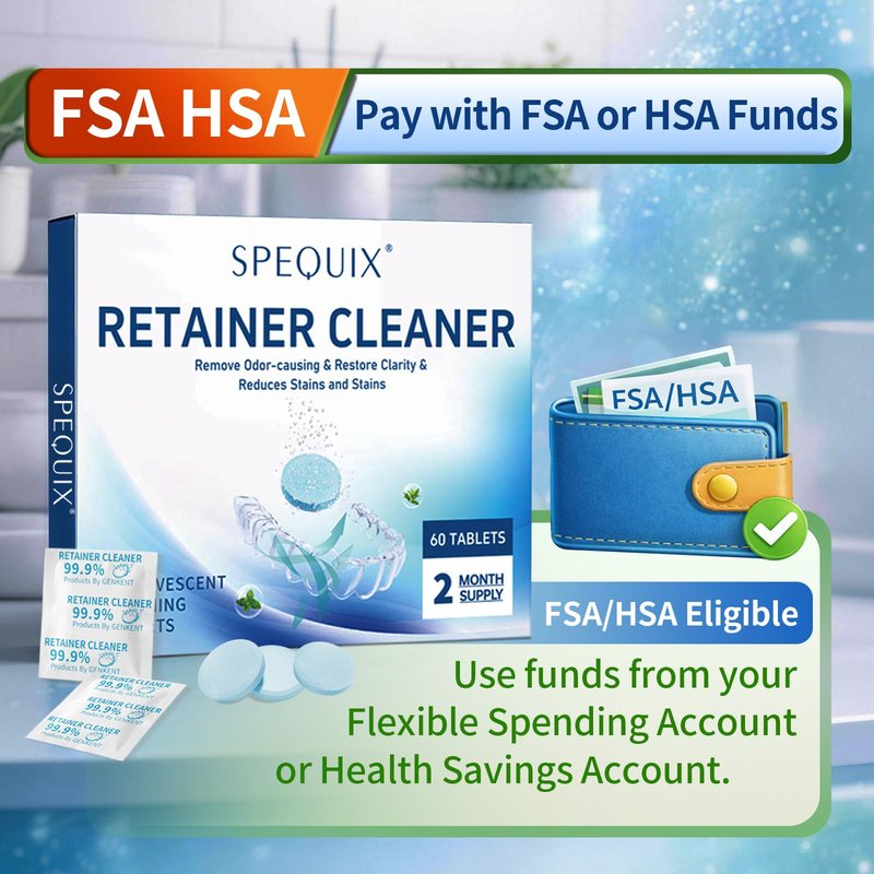 SPEQUIX Retainer Cleaner Tablets for Invisalign, Mouth Guard Cleaner Tablets for Dental Appliances, Denture Cleaning Tablets 60 Counts