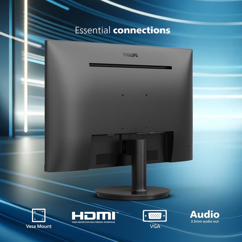 Philips 24-Inch Full HD Computer Monitor - 100Hz, Frameless Design, Eye Care | VESA, HDMI, VGA Ports