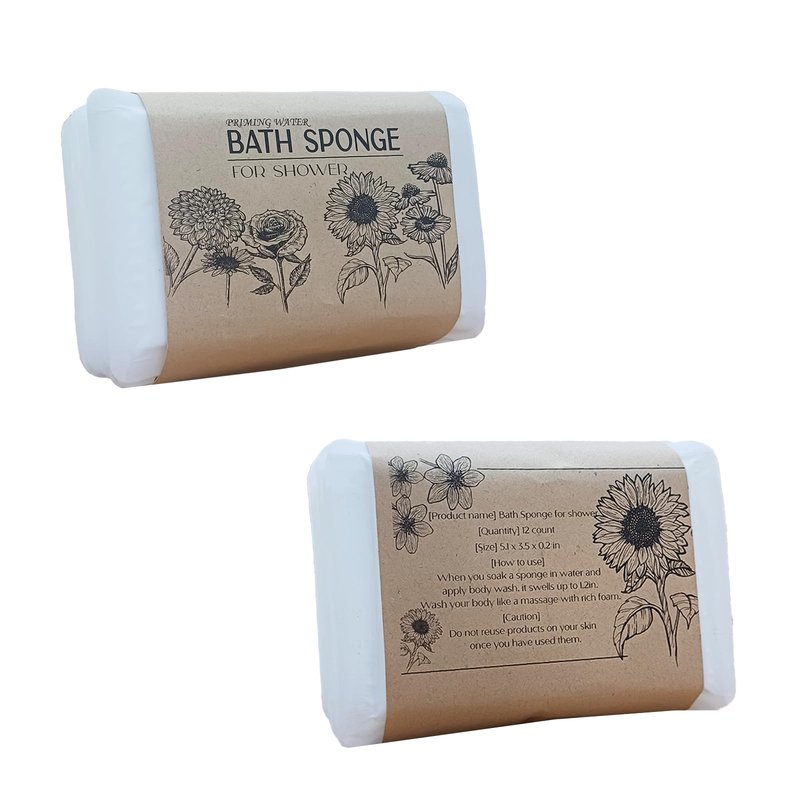Travel-Friendly, Gentle, Soft-Textured Disposable Bath Sponges - 12 Pieces, Ideal for Travel and Home Use