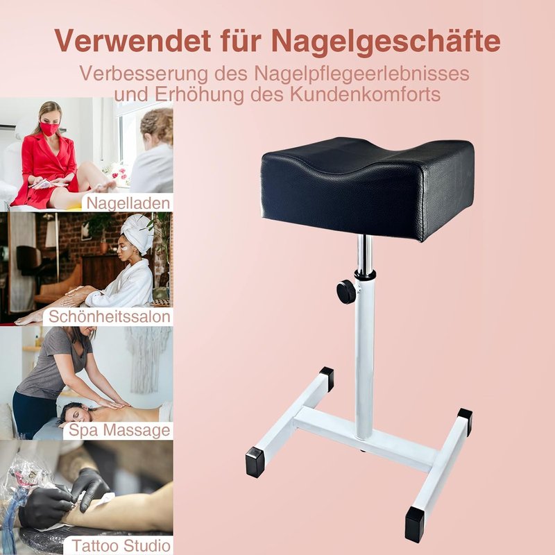 Height Adjustable Pedicure Foot Rest - Non-Slip Stool for Home & Office | Black