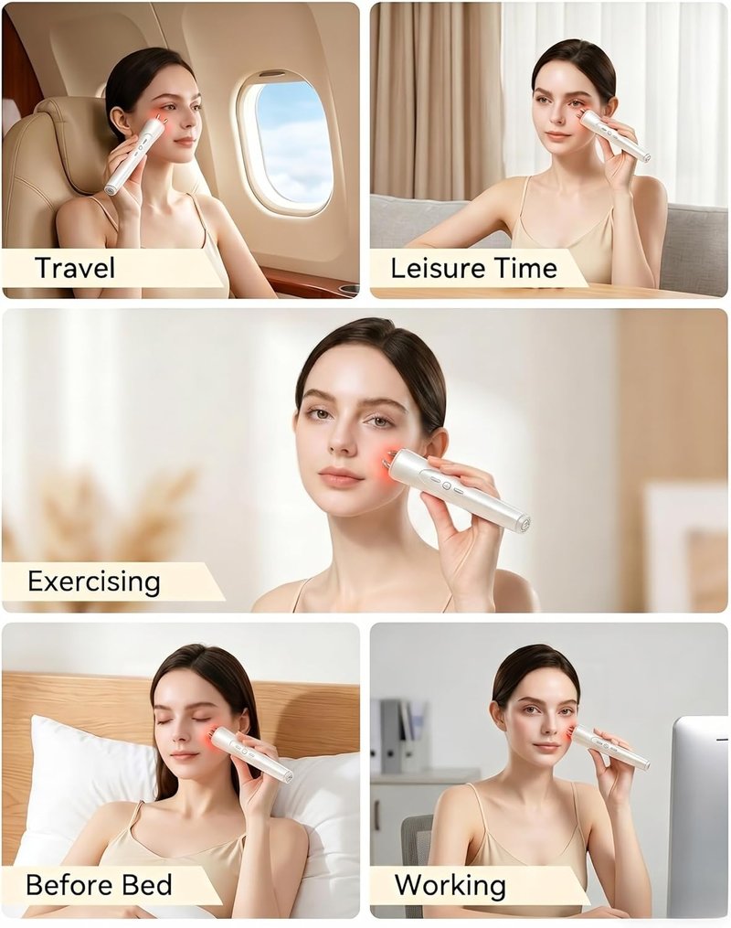 Skiennix 2-in-1 Facial & Eye Massager - Red Light & Vibration for Puffiness Relief | Sculpting Tool for Fine Lines & Wrinkles