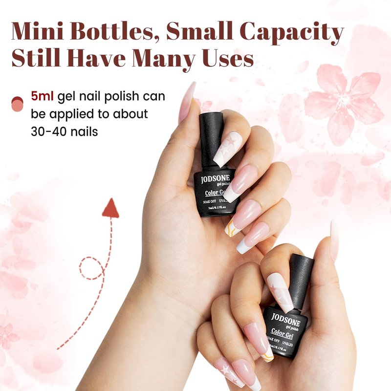 JODSONE Gel Nail Polish Set - 23 PCS Multicolored Long-Lasting Base & Matte Top Coat