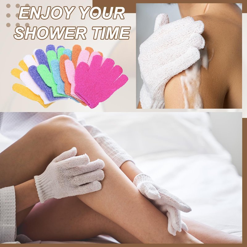 uxcell 4Pairs Exfoliating Gloves, Body Scrubber Massage Exfoliating Gloves Dead Skin Remover for Men and Women Beauty Shower Bathing Spa Accessories, Purple, Blue