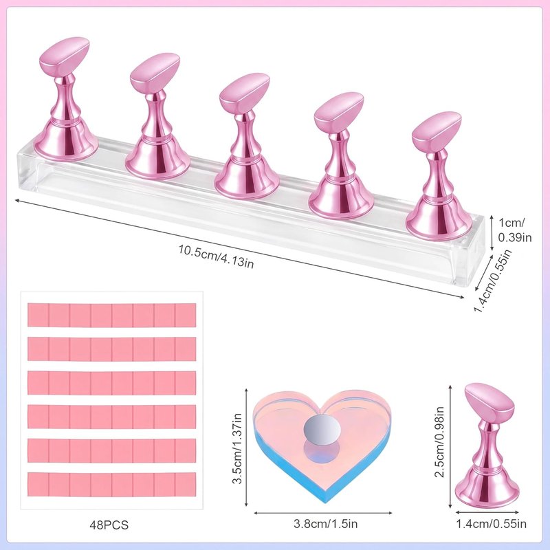 Magnetic Nail Stand for Press-On Nails | Reusable Holder for DIY Nail Art - Pink
