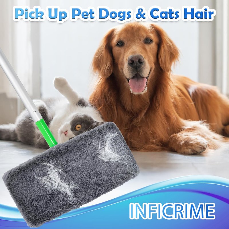 INFICRIME 6 Pack Reusable Microfiber Mop Pads Compatible with Swiffer Sweeper Mop, Dry Sweeping Cloths & Wet Mopping Cloths, Washable Mop Pads for Surface/Hardwood Floor Cleaning (Mop is Not Included)