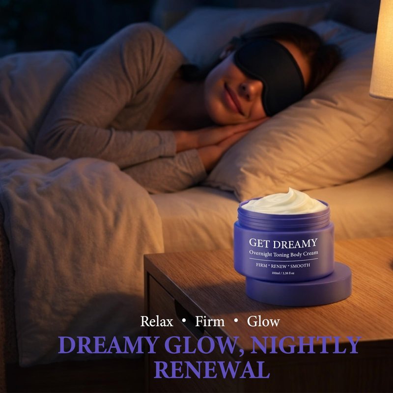Bellisinno Get Dreamy Overnight Toning Whip, Firming Body Cream to Help Improve the Appearance of Loose Skin and Uneven Texture on Belly, Booty, Arms and Thighs, Hydrating Whipped Formula, 3.38 Fl Oz
