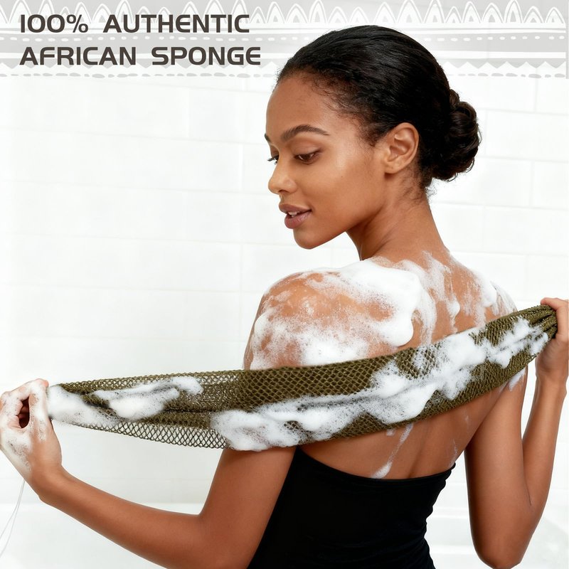 SPMKTBOZAI African Net Sponge Authentic, Loofah Exfoliating Body Scrubber Bath Sponge, African Exfoliating Net Sponge Back Scrubber Washcloth for Shower, Body Care Bathing Accessories (Blue)