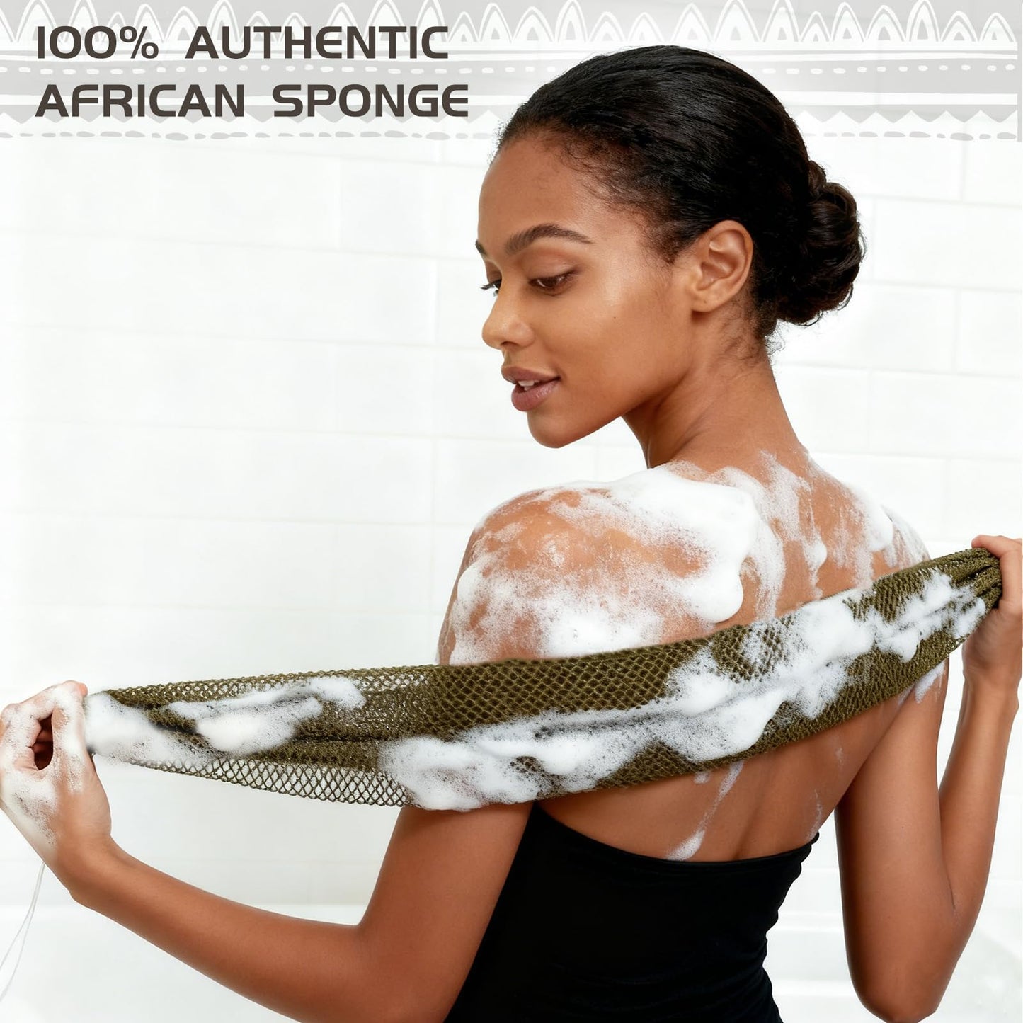 SPMKTBOZAI African Net Sponge Authentic, Loofah Exfoliating Body Scrubber Bath Sponge, African Exfoliating Net Sponge Back Scrubber Washcloth for Shower, Body Care Bathing Accessories (Blue)
