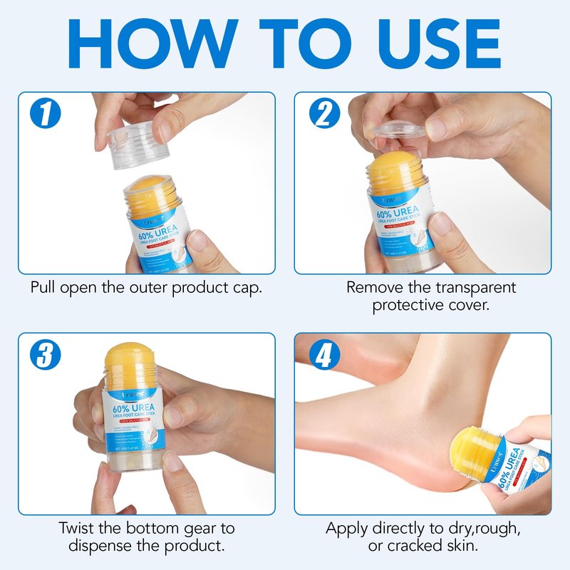 Uruses Urea Cream 60% plus Salicylic Acid 2% Urea Foot Care Stick, Foot Cream for Foot Callus Remover, Feet Moisturizer Stick for Dry Cracked Heels, Hands, Knees, Hydrating Heel Balm, Easy To Use
