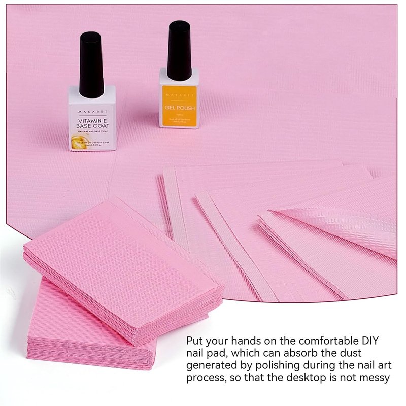 Disposable Nail Mats - 20 Pcs Foldable 3-Ply Waterproof Nail Art Practice Sheets | Pink Clean Pads for Salon Use