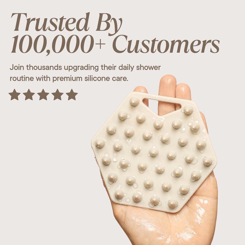 TOOLETRIES Silicone Scalp Scrubber Shampoo Brush, Scalp Brush for Hair Growth for Men & Women, Exfoliates Dandruff & Oil Build-up, Soft Flexible Bristles for Thick, Thin, Wet & Dry Hair - Sand
