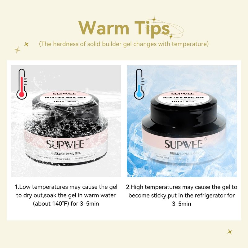 SUPWEE 3D Gel Nail Art, 60g Large Capacity White Sculpting Hard Solid Builder Gel Non-Sticky Hand Molding Nails for Extension Carving Home DIY Manicure with Chrome Powder DIY at home