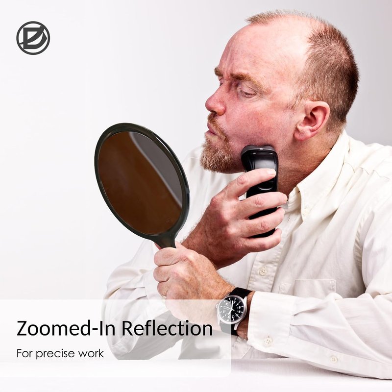 Handheld Mirror - Large Double-Sided Magnifying Makeup Mirror | 5.4" W x 10.4" L, Rounded Black Design