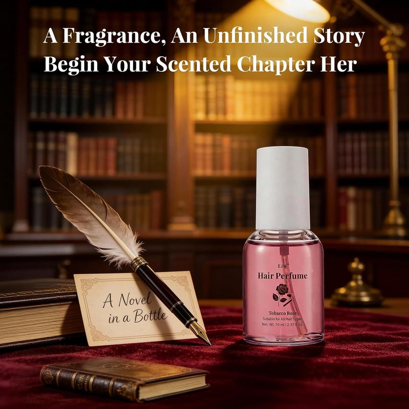 EJW Tobacco Rose Hair Perfume - Alcohol-Free Fragrance Mist with Collagen & Coconut Oil | 1.23 fl oz