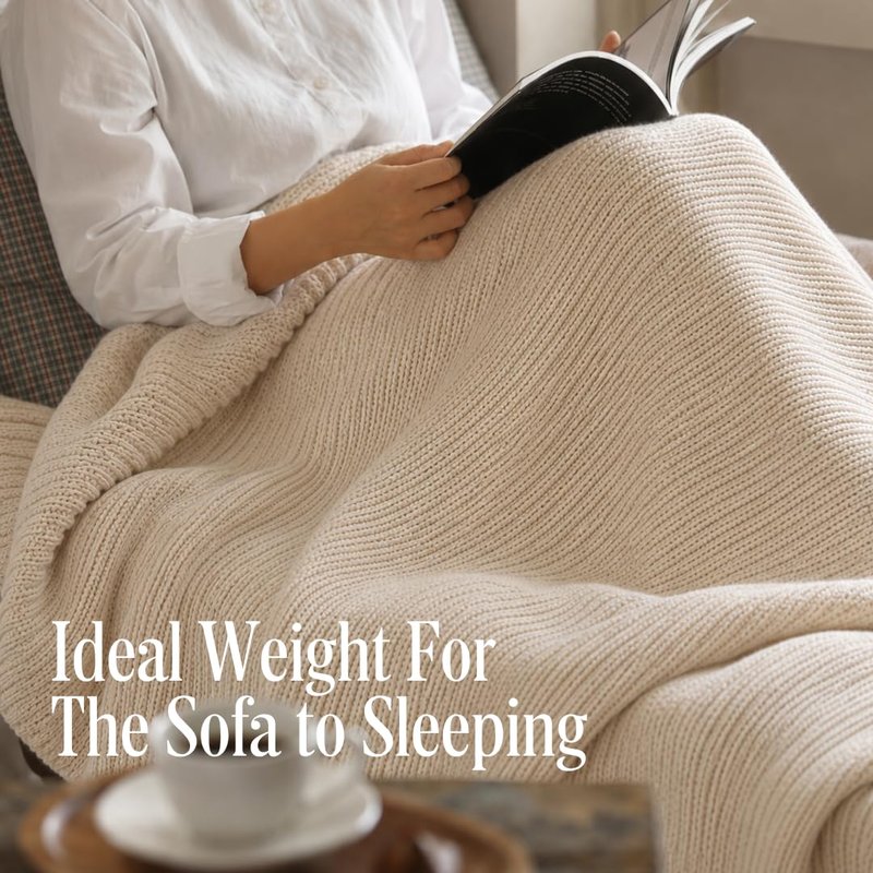 Greenwich Weighted Blanket 15 lbs – 100% European Cotton, Made in Portugal – Soft, Breathable & Chemical-Free Weighted Throw Blanket for Adults, Sofa or Bed - 86 in x 47 in