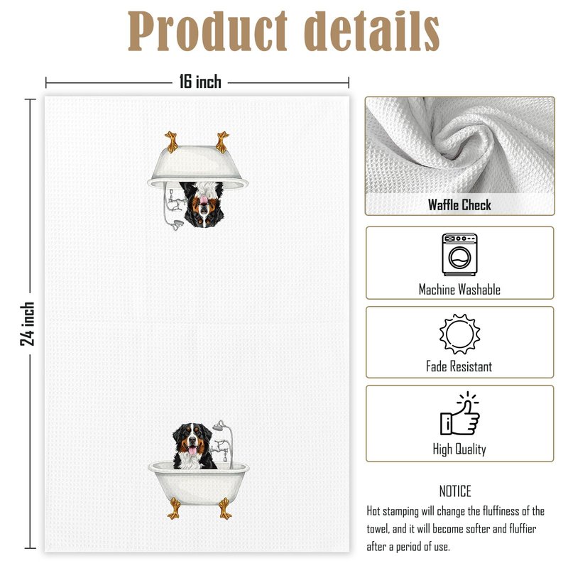 KTYHD Bernese Mountain Bathroom Decor Gifts Hand Towels, Bernese Mountain Dog Bathroom Hand Towels Decorative Set of 3, Dog Gifts for Women,Home & Kitchen