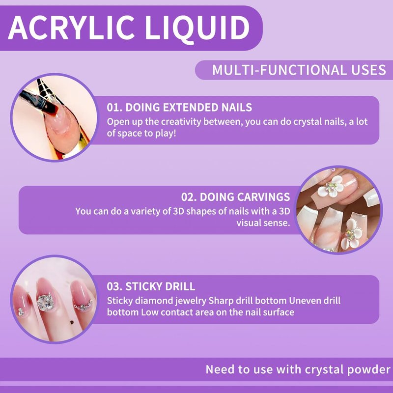 Acrylic Liquid Monomer 120ml/4.2fl.oz,Nail Liquid Monomer,Liquid Monomer for Acrylic Nails,Acrylic Liquid for Acrylic Powder Nails Extension Acrylic Nail Kit (1, 1SET)