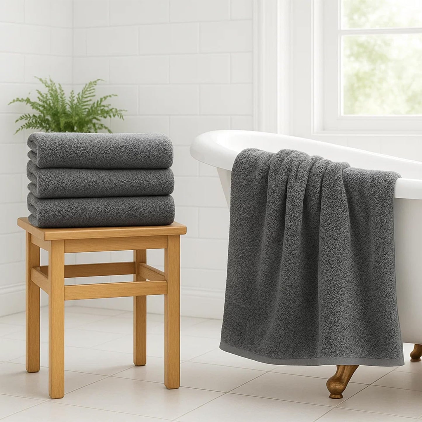 RIVERSIDE 100% Ring-Spun Cotton Bath Towels Set of 4 22 x 44 - Soft, Quick Dry & Highly Absorbent Towels for Shower & Bathroom - 450 GSM Lightweight Cotton Towels for Spa, Gym, Hotel - (Grey)