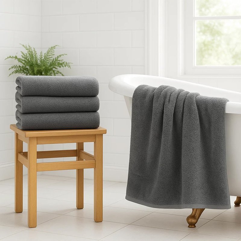 RIVERSIDE 100% Ring-Spun Cotton Bath Towels Set of 4 22 x 44 - Soft, Quick Dry & Highly Absorbent Towels for Shower & Bathroom - 450 GSM Lightweight Cotton Towels for Spa, Gym, Hotel - (Grey)