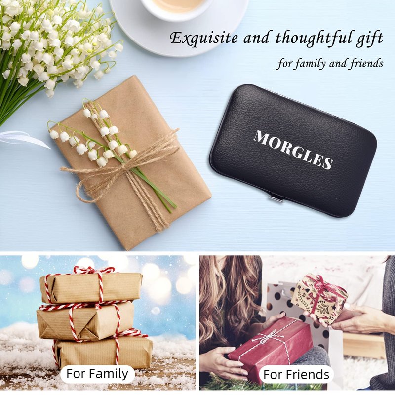 MORGLES Tweezers Set, Professional Nail Clippers and Tweezer Kit for Women and Men with Leather Travel Case, 9 Pack