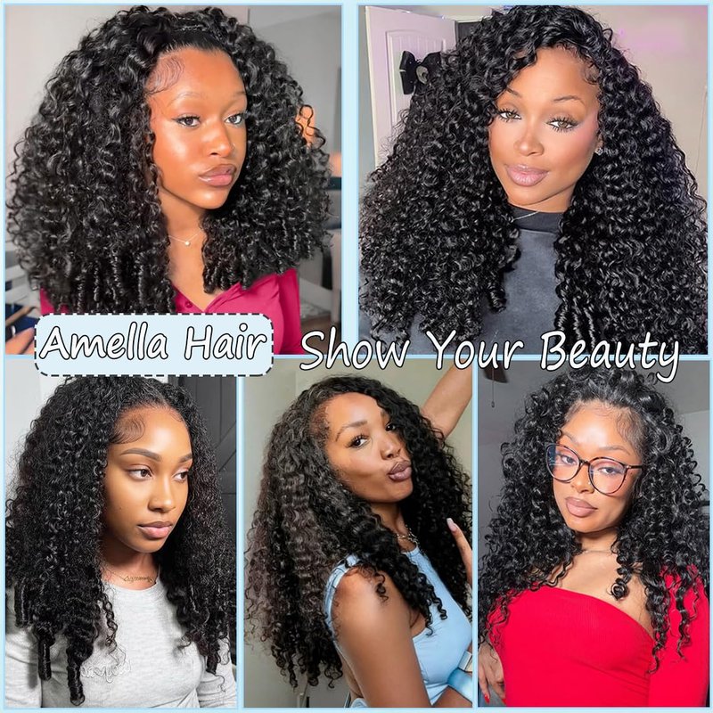 Amella Half Wig - Burmese Curly Human Hair | 200% Density, Beginner-Friendly, 26-Inch Natural Color