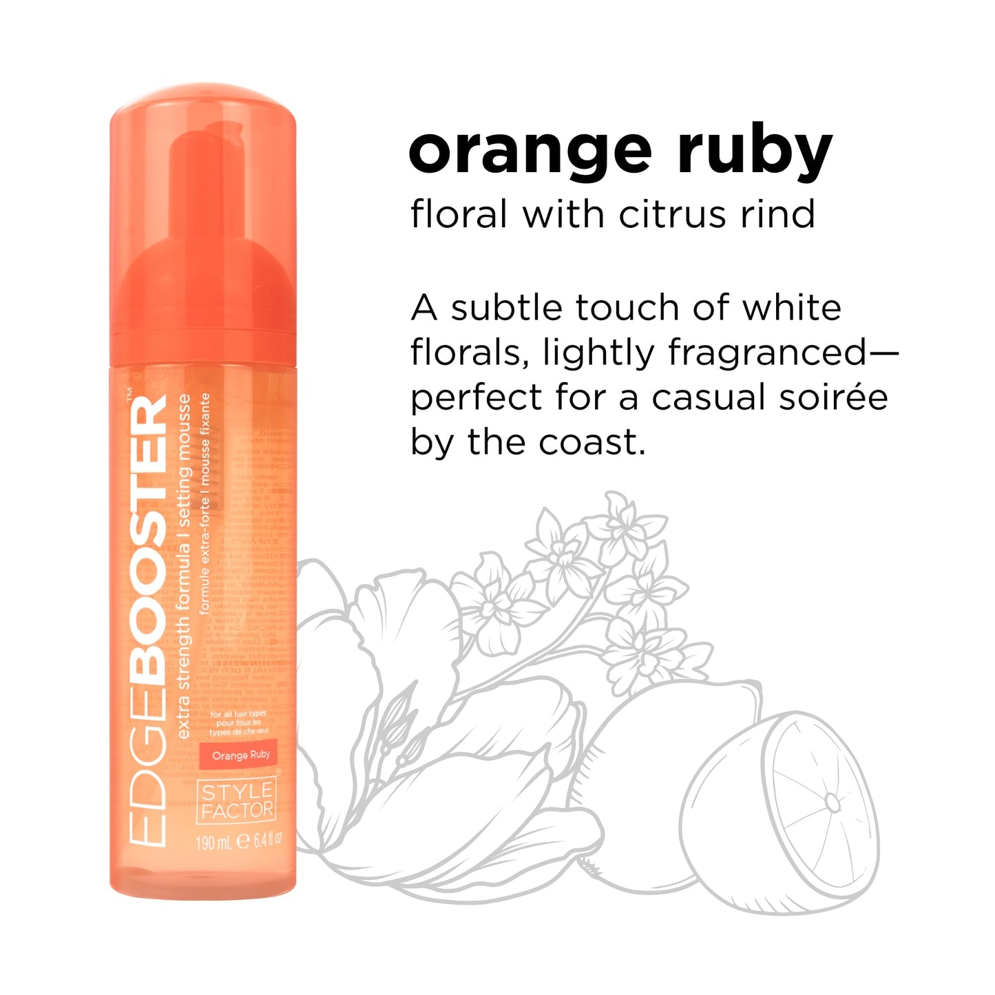 Style Factor EDGE BOOSTER Extra Strength Setting Mousse Travel Size – Frizz Control, Extra Volume, and Conditioning – 2.5oz Orange Ruby Mousse for Curly Hair