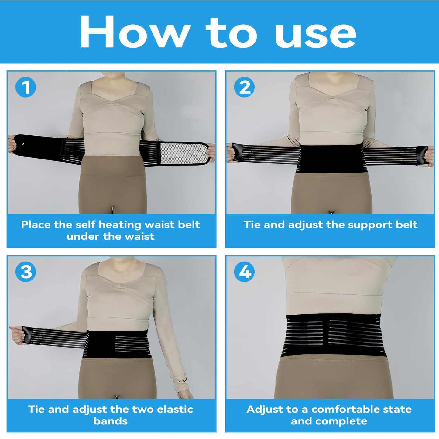 KkaFFe Back Support with Magnet, Tourmaline Magnetic Back Braces for Lower Back Pain Relief, Self Heating & Soothing Waist Band, Lumbar Support Belt for Herniated Disc/Sciatica(Medium)