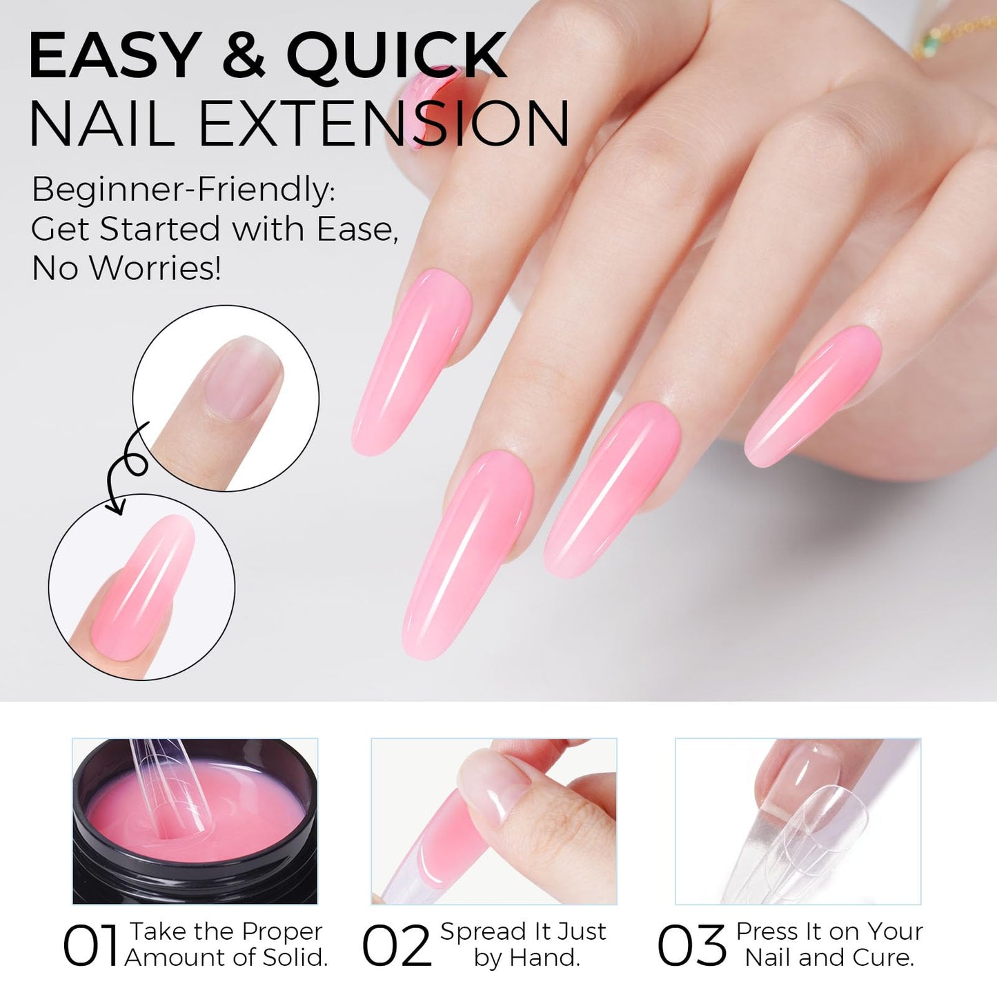 TOMICCA Hard Gel 3D Gel Nail Art Solid Builder Gel for Nails 50g 3D Nail Gel Sculpting Gel for Nail Art Non-Sticky Hand Hard Gel Carving Gel Nail Glue Extension Gel Pink