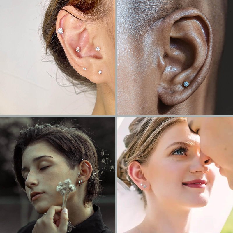 Gotumo 16G Flat Back Earrings Stud G23 Titanium Threadless Tragus Labret Cartilage Lip Medusa Conch Body Piercing Jewelry Hypoallergenic for Women Men(Gold)