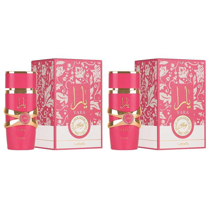 Lattafa Yara Candy for Women Eau de Parfum Spray, 3.4 Ounce (PACK OF 2)
