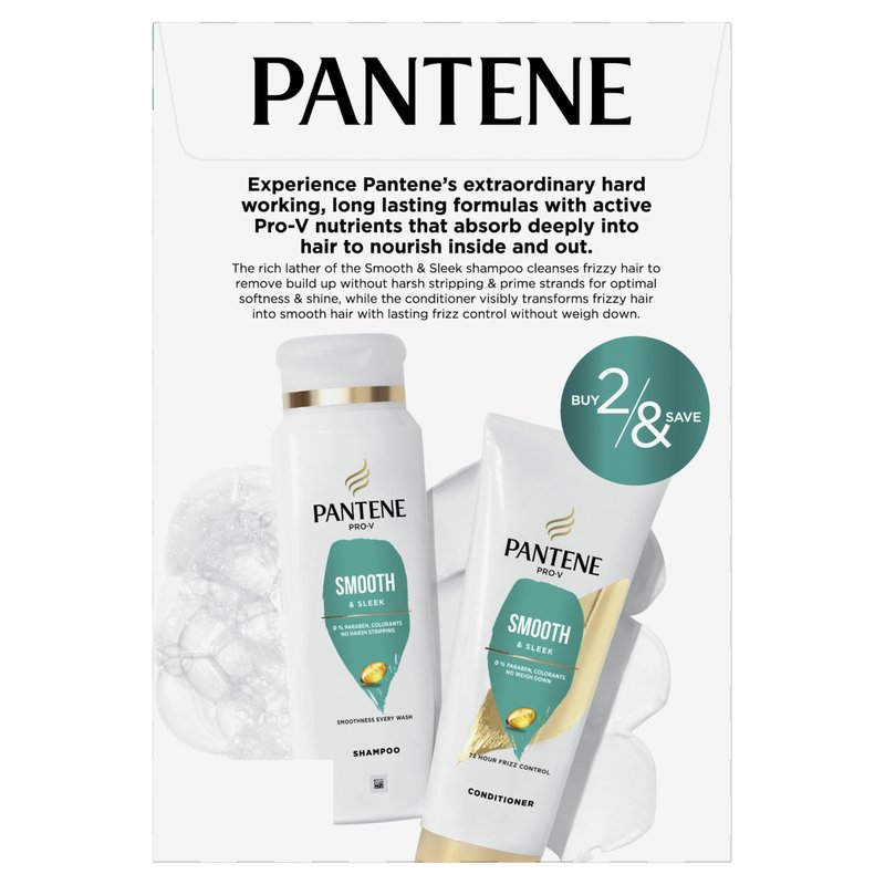 Pantene Pro-V Smooth & Sleek Duo Set Shampoo & Conditioner 12-12.6 Fl Oz
