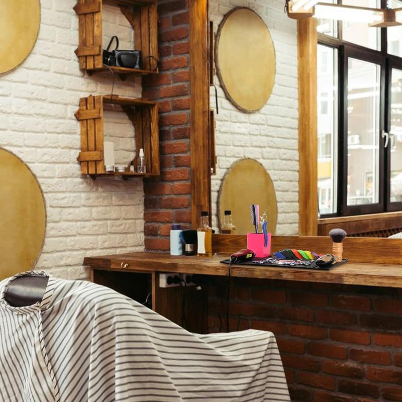 Segbeauty Barber Station Mat - 17.7" x 11.8" Flexible PVC Nonslip Tool Mat for Salon Workstations