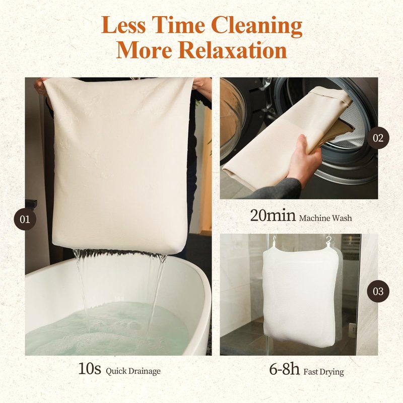 Luxury Bathtub Pillow,Head,Neck & Back Support,Quick-Drying 5D Mesh Core,Gift for Bath Lovers,Adjustable Thickness Fits Any Bathtubs,Easy to Maintain,Beige White