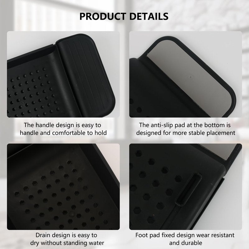 Bath Tub Tray - Stretchable, Strong Load-Bearing, Plastic, Anti-Slip Design - Ultimate Bathtub Caddy Tray(Black)