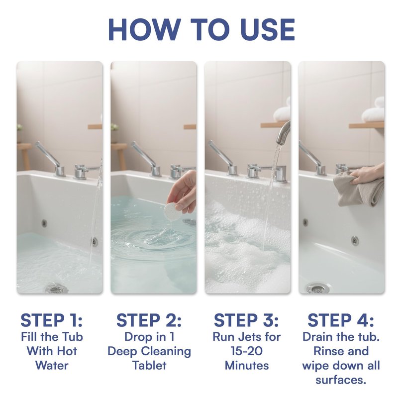 CLYND Jetted Tub Cleaner for the Jets and the Tubes 24 Tablets Hot Tub Cleaner for Jet Bathtub Heavy Duty - No Harsh Chemicals and Septic Safe - Compatible with Whirlpool, Spa, Jetted Bath