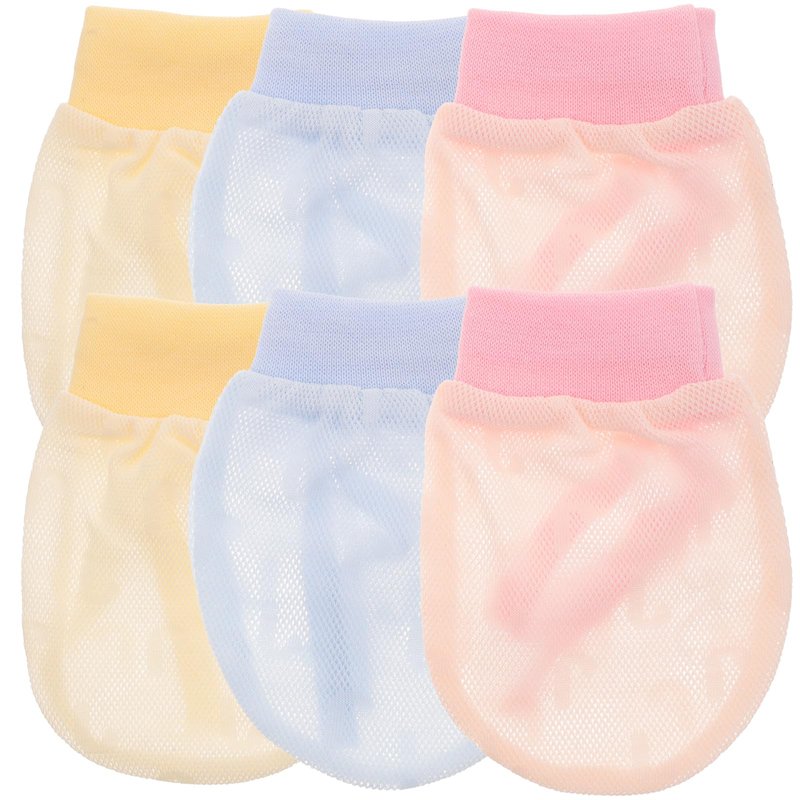 GLEAVI Baby Mittens Newborn 0-12 Months That Stay On, Adjustable Drawstring Scratch Free Gloves 3 Pairs, Breathable Mesh Cotton Thin Hand Guards for Boys Girls, Lightweight Cooling Anti Scratching Pro