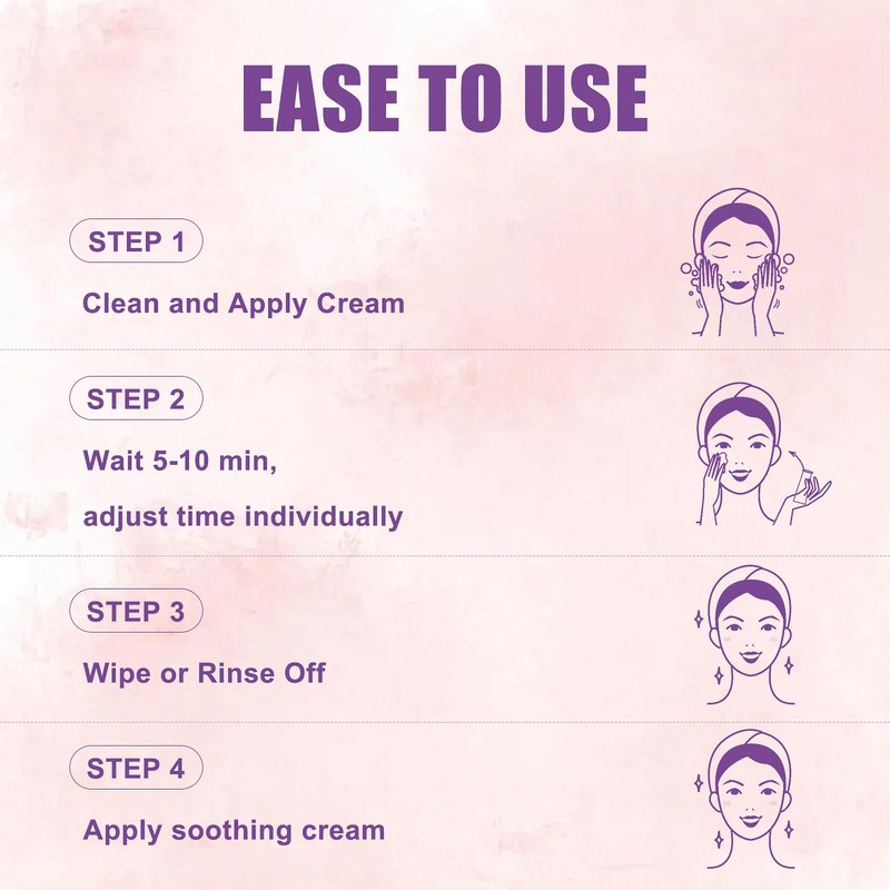 Facial Hair Removal Cream for Women Face - Painless Depilatory Kit with Soothing Cream & Spatula for Sensitive Skin Hair Removal on Lip Chin Cheeks, At Home Pubic Hair Remover, 2.37 Fl.Oz